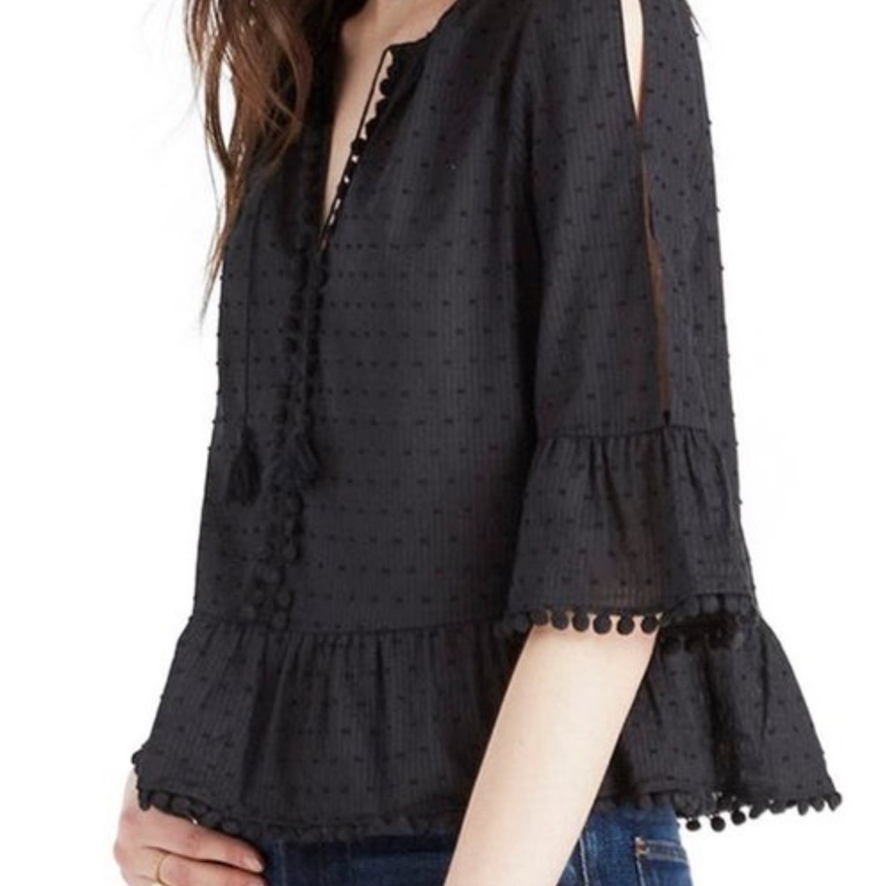 MADEWELL - peekaboo Pom Pom blouse